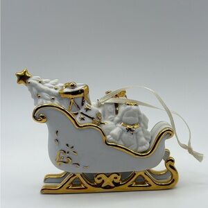 Beautiful Gold and White Sleigh Ornament